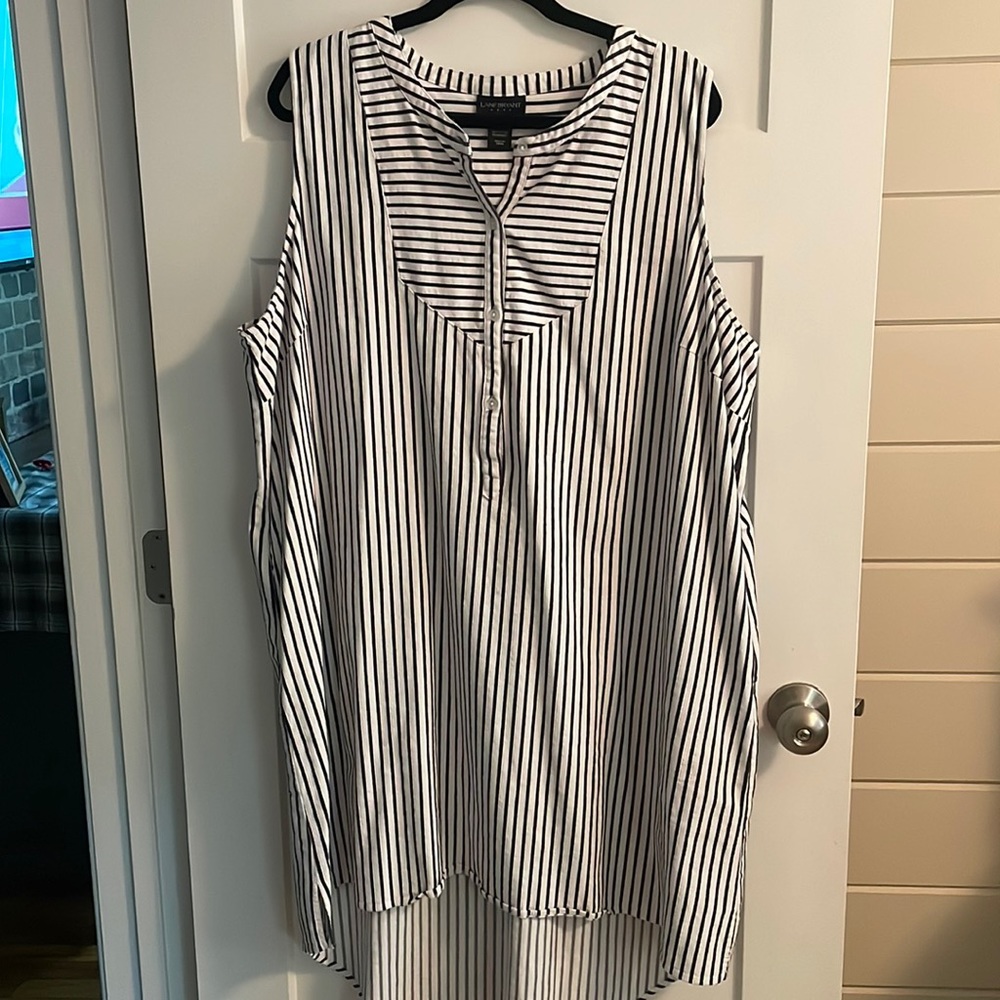 Lane Bryant Charcoal & White Sleeveless High-low Shift Dress 26